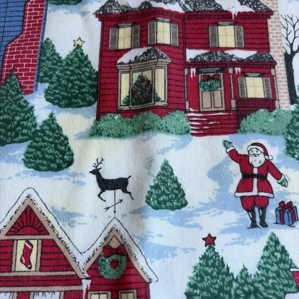 Vintage Christmas Cloth Napkins Santa Christmas Village 16x16